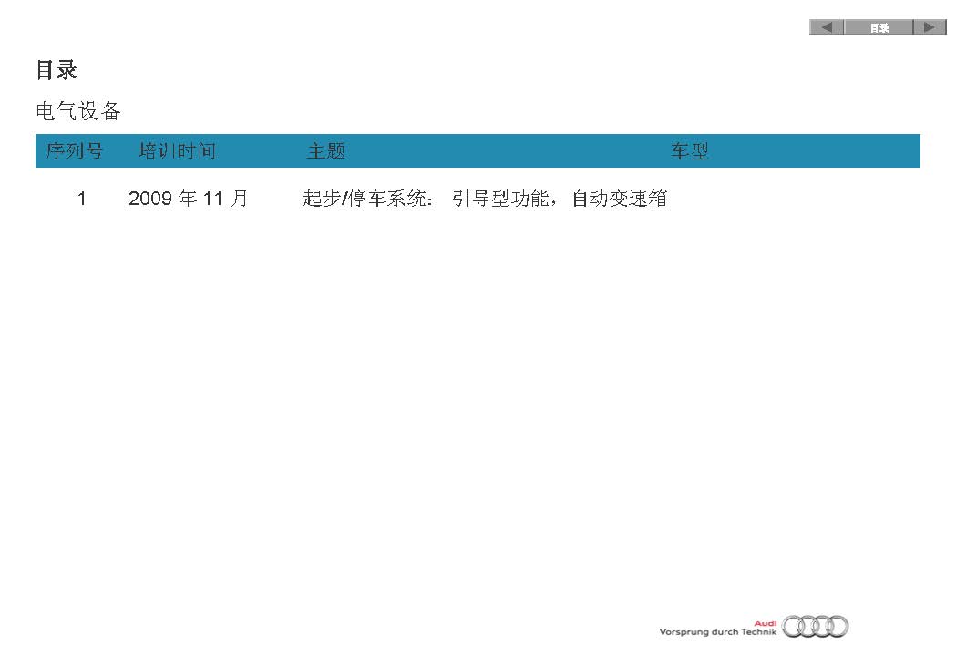 2012款奥迪A1启动系统技术培训