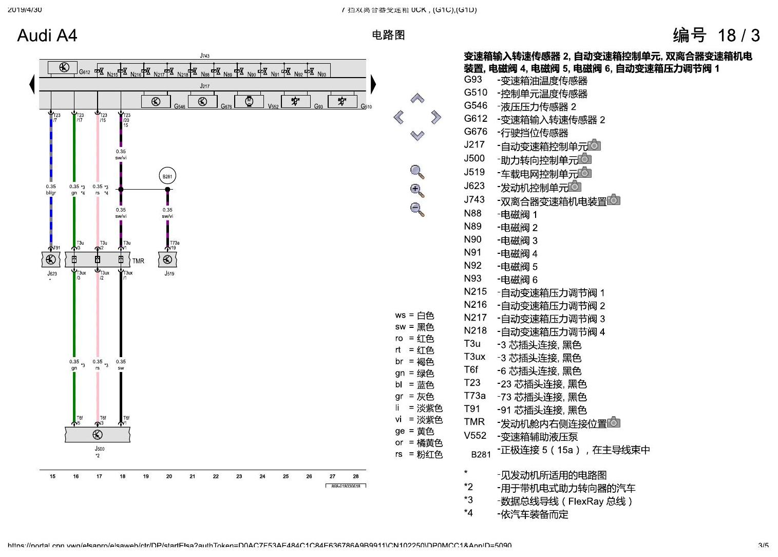 奥迪A4L B9 7 挡双离合器变速箱 0CK , (G1C),(G1D) 电路图