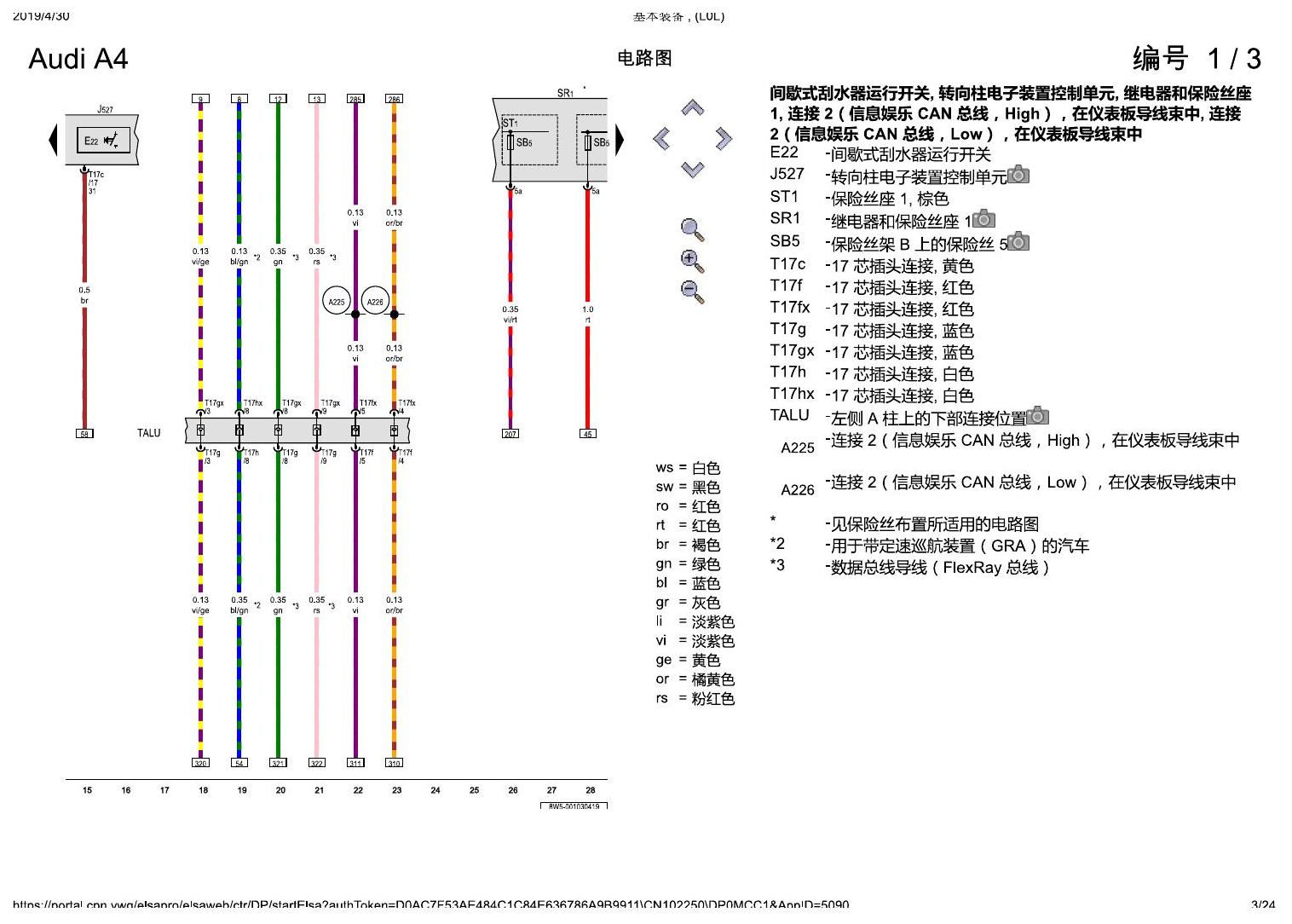 奥迪A4L B9 基本装备 , (L0L) 电路图