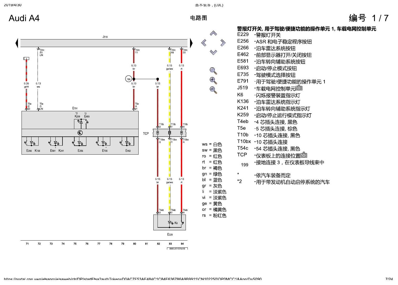 奥迪A4L B9 基本装备 , (L0L) 电路图