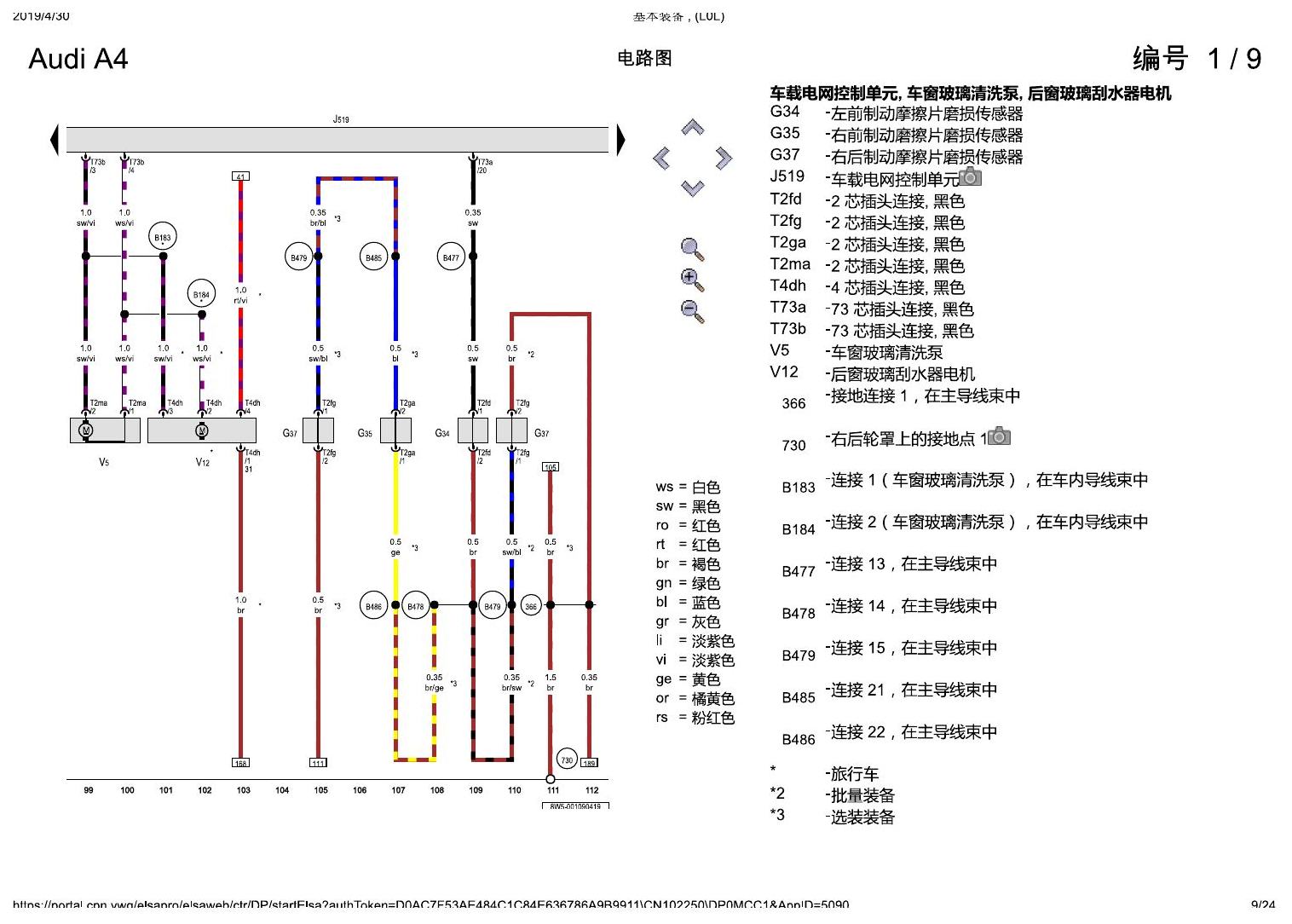 奥迪A4L B9 基本装备 , (L0L) 电路图