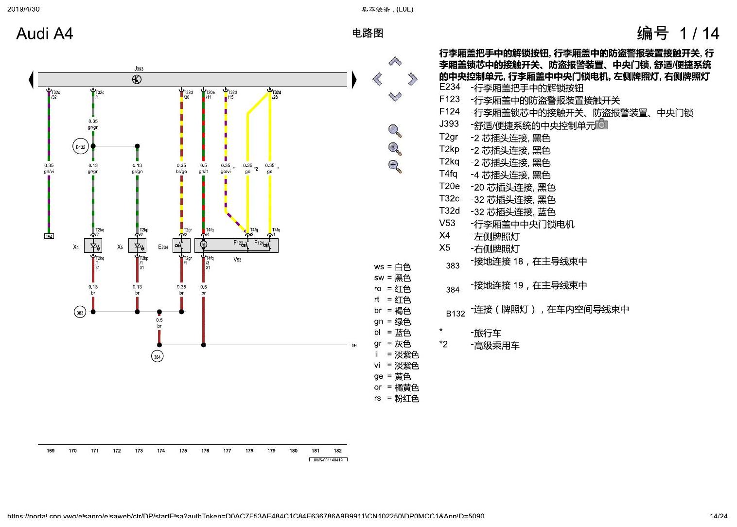 奥迪A4L B9 基本装备 , (L0L) 电路图