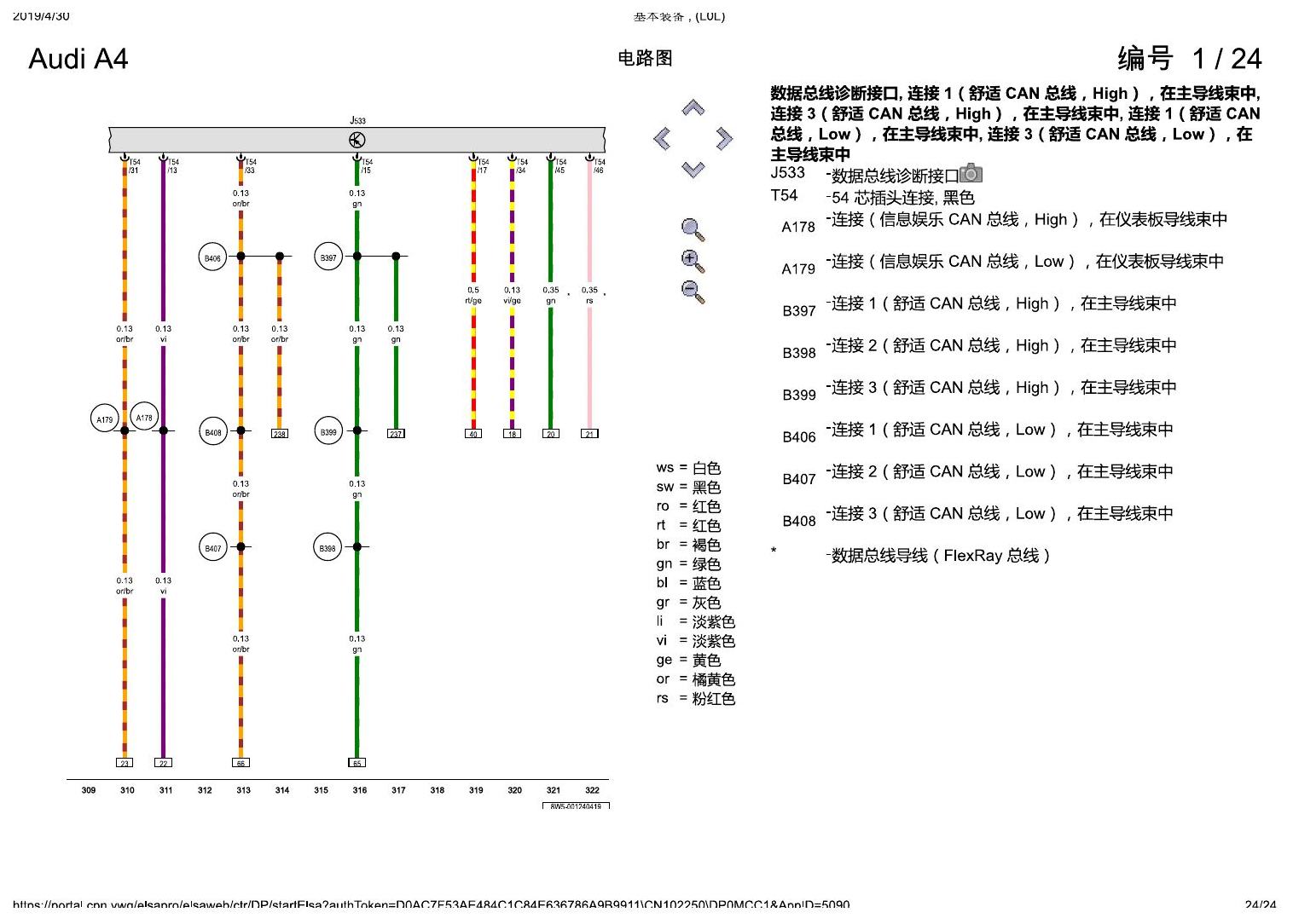 奥迪A4L B9 基本装备 , (L0L) 电路图