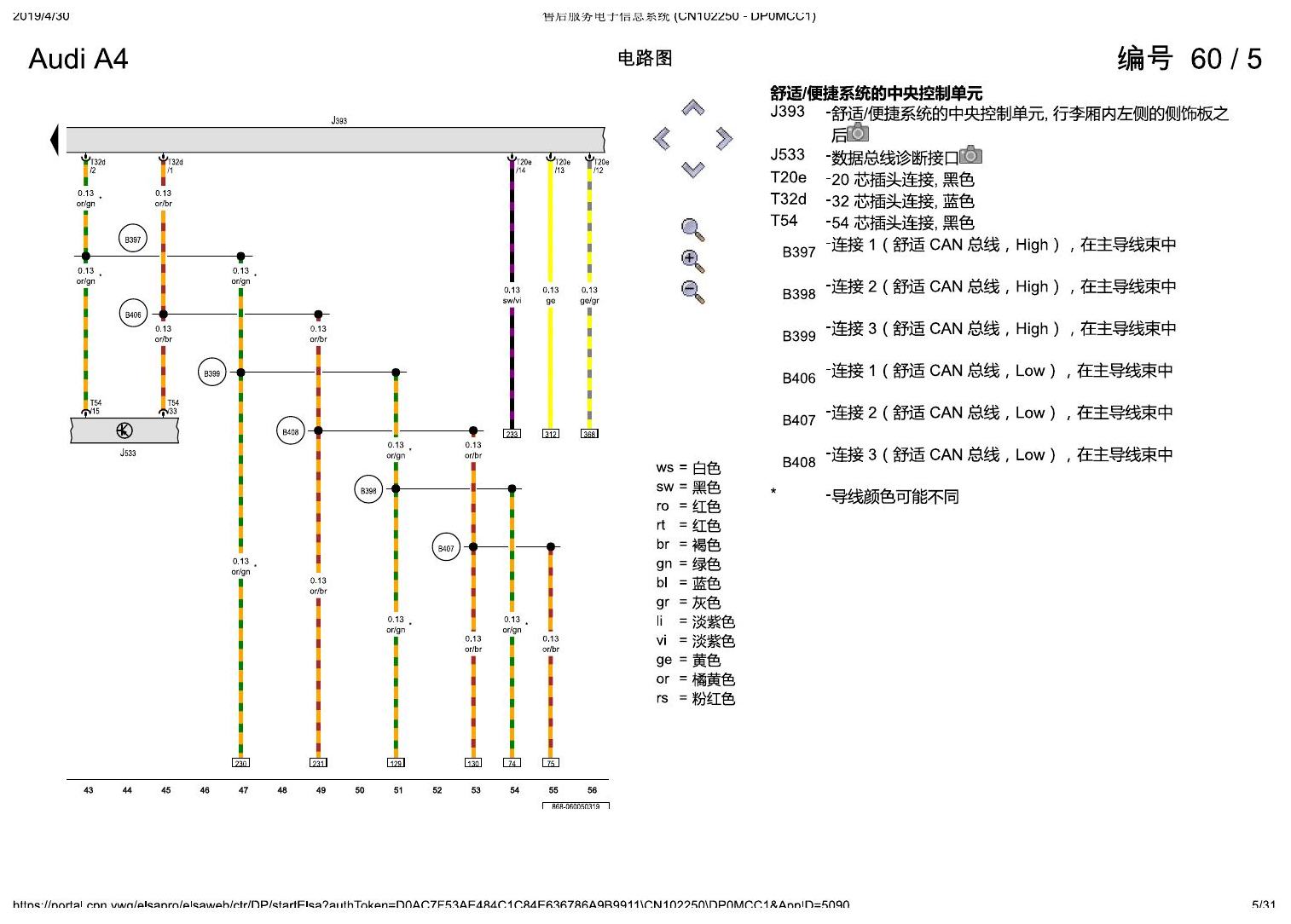 奥迪A4L B9 舒适便捷系统 , (K8L) 电路图