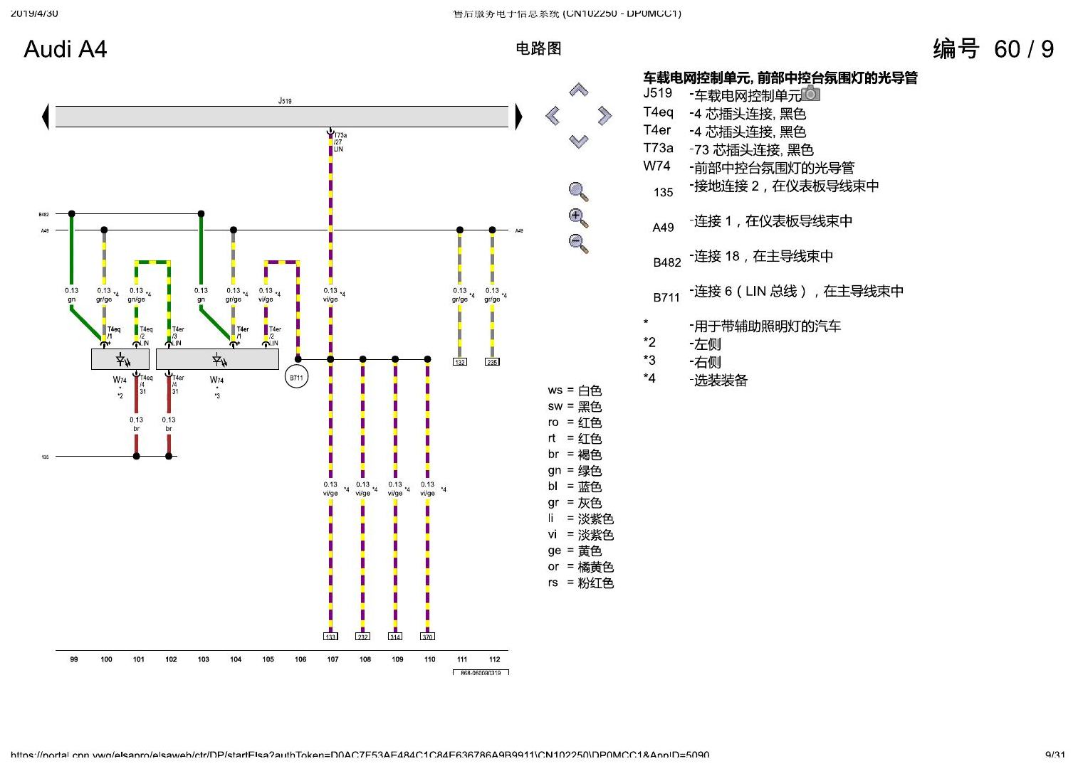 奥迪A4L B9 舒适便捷系统 , (K8L) 电路图