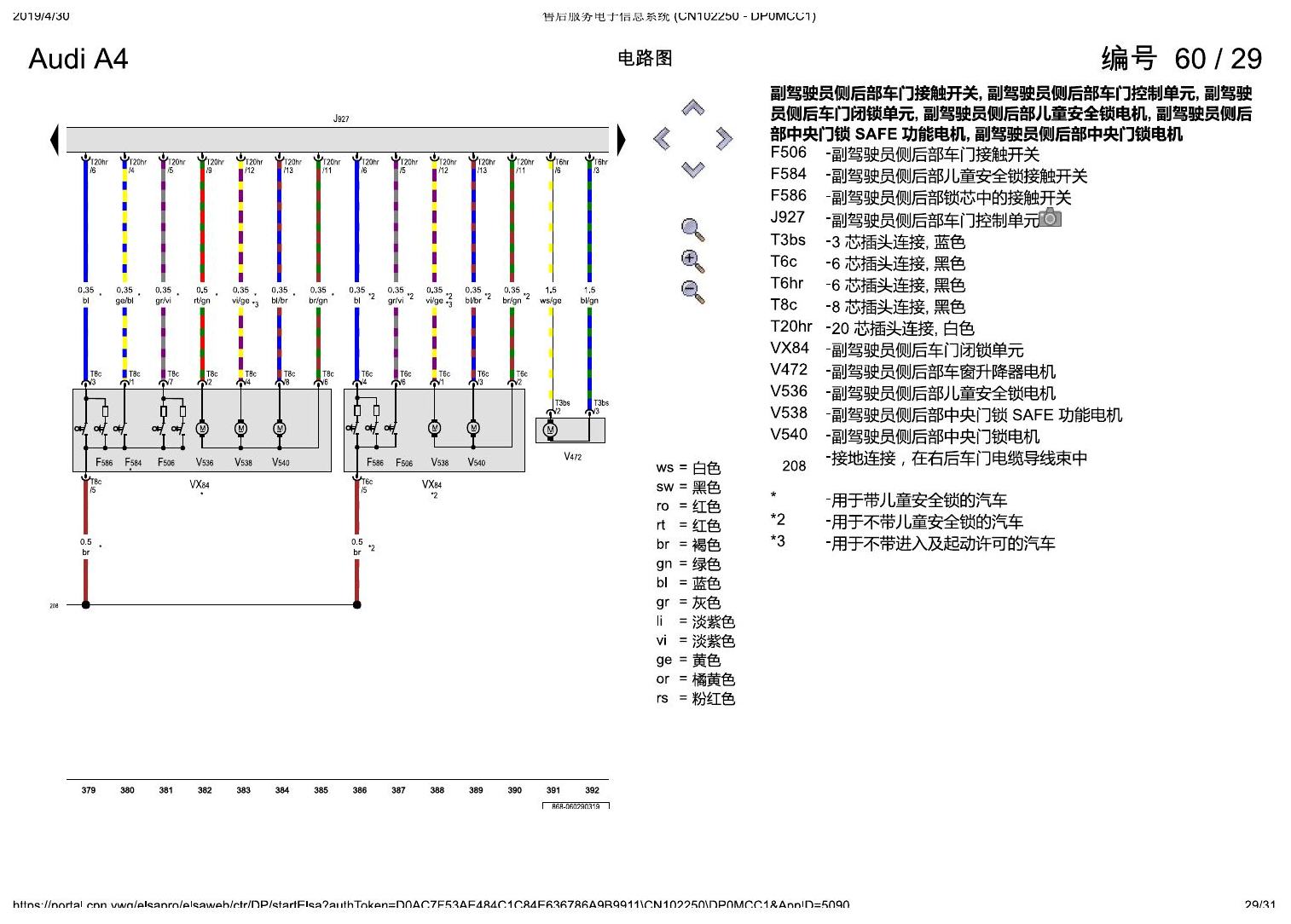奥迪A4L B9 舒适便捷系统 , (K8L) 电路图