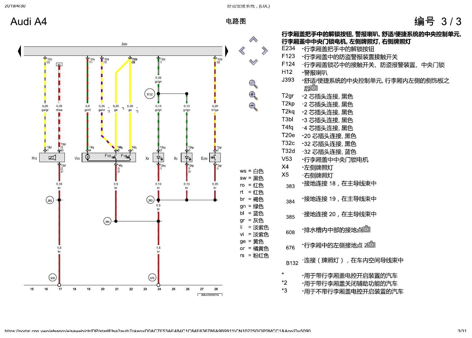 奥迪A4L B9 舒适便捷系统 , (L0L) 电路图