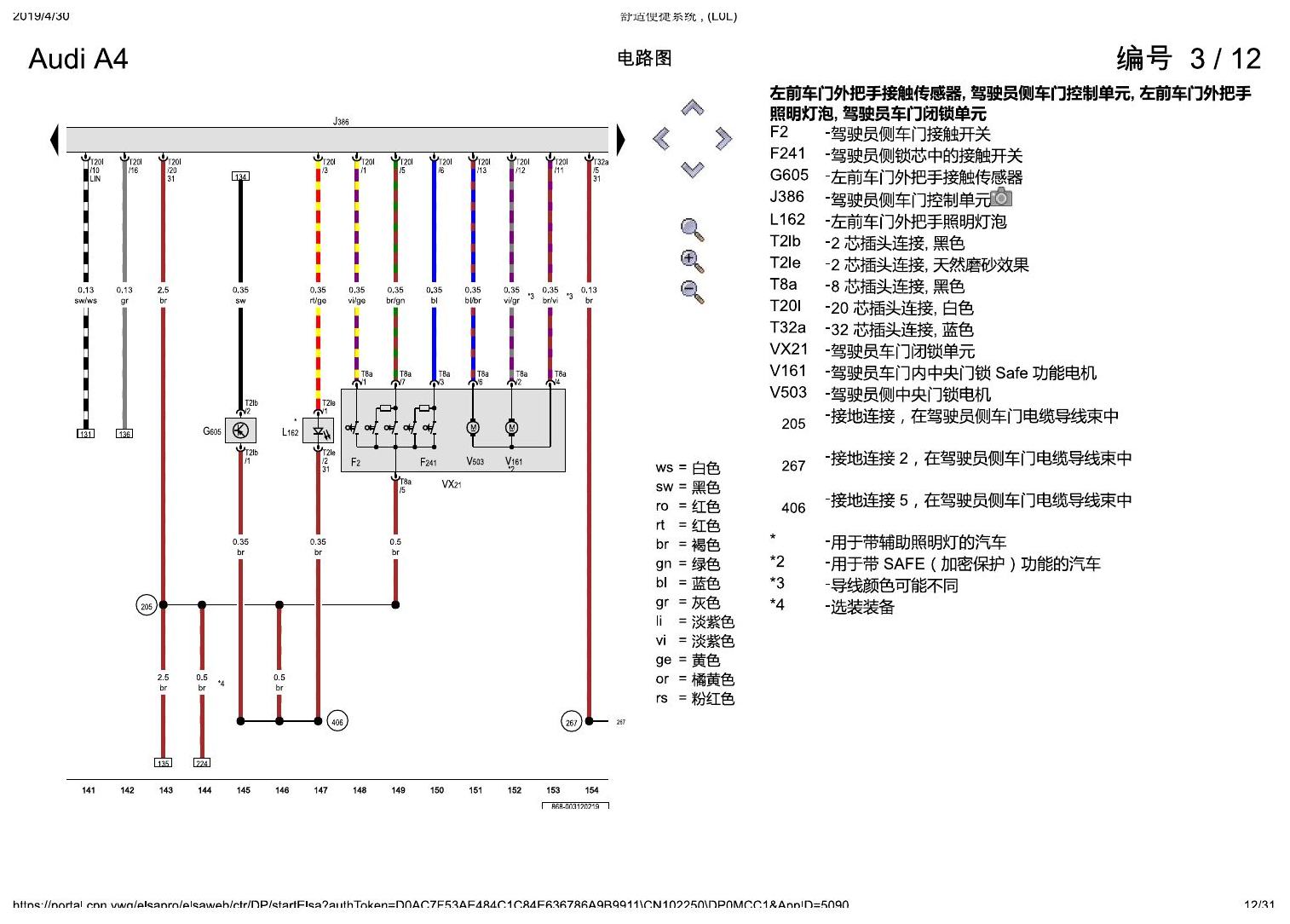 奥迪A4L B9 舒适便捷系统 , (L0L) 电路图