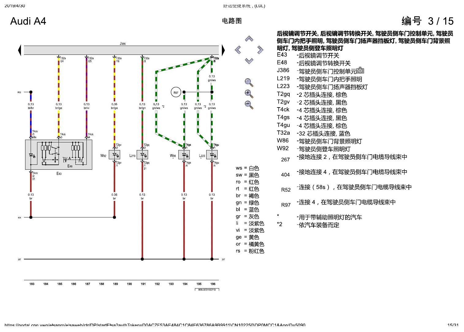 奥迪A4L B9 舒适便捷系统 , (L0L) 电路图