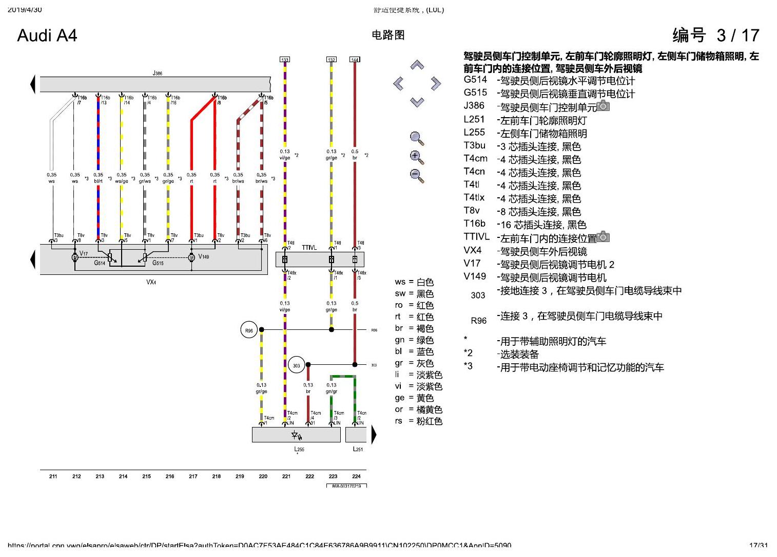 奥迪A4L B9 舒适便捷系统 , (L0L) 电路图