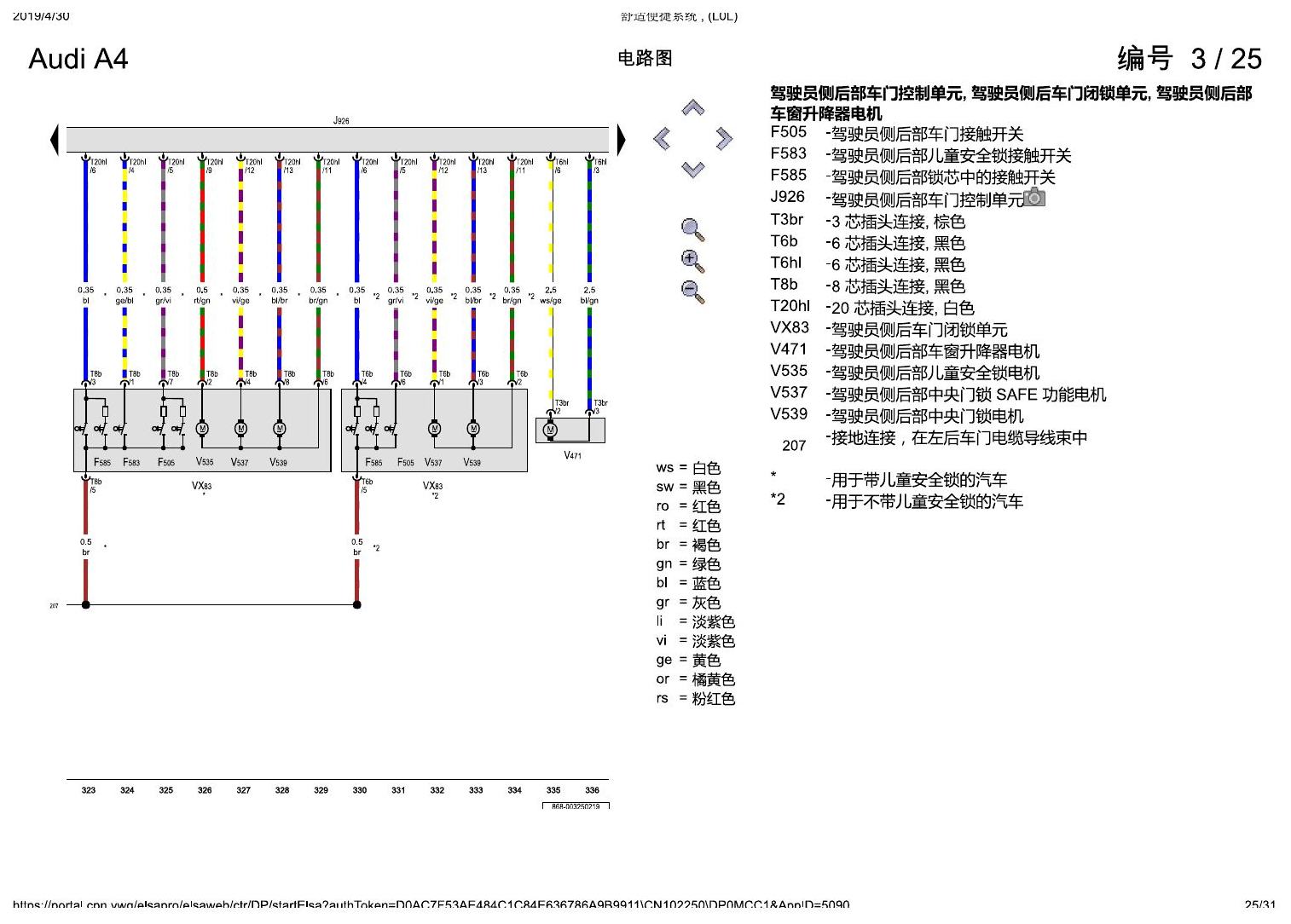 奥迪A4L B9 舒适便捷系统 , (L0L) 电路图