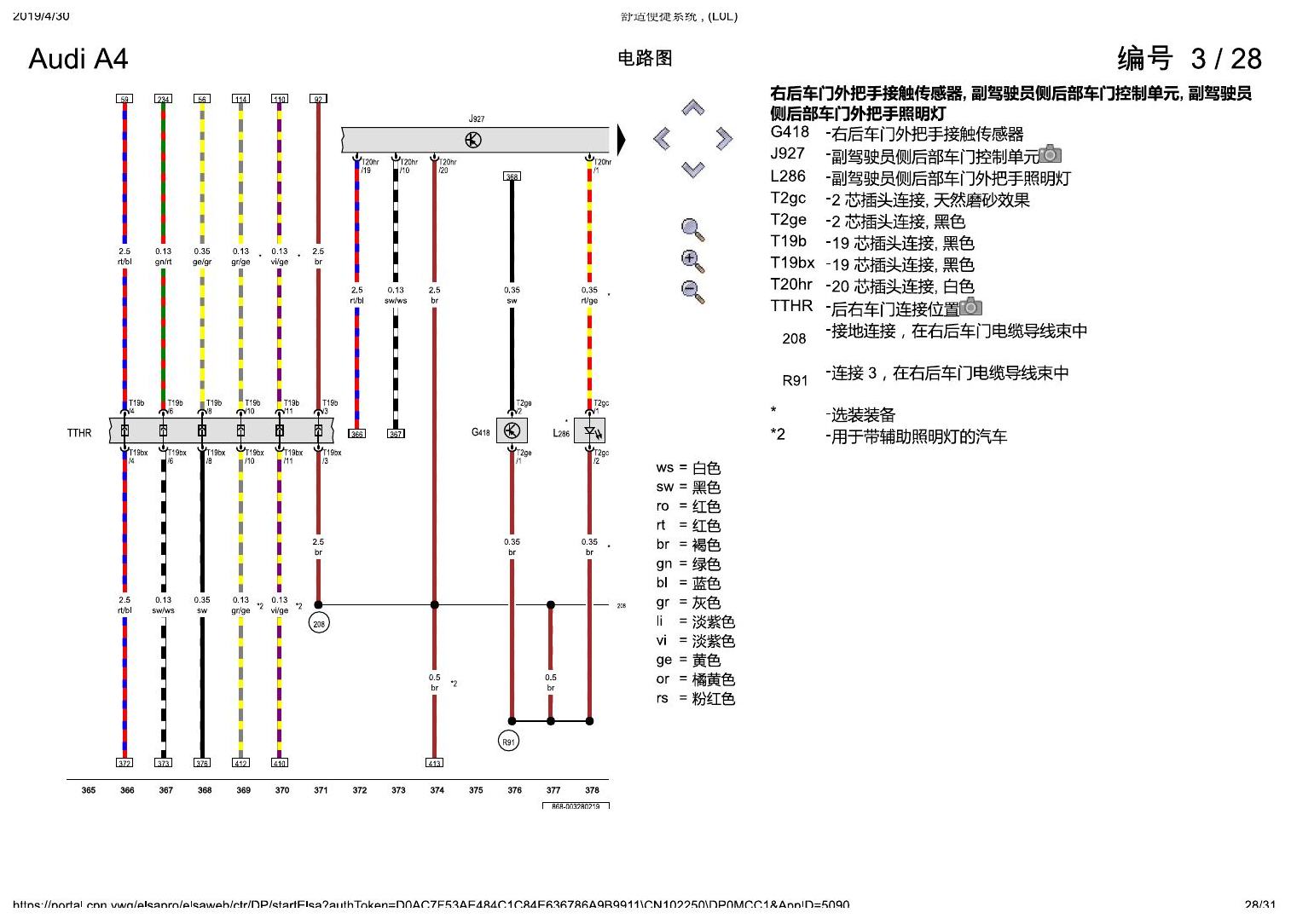 奥迪A4L B9 舒适便捷系统 , (L0L) 电路图