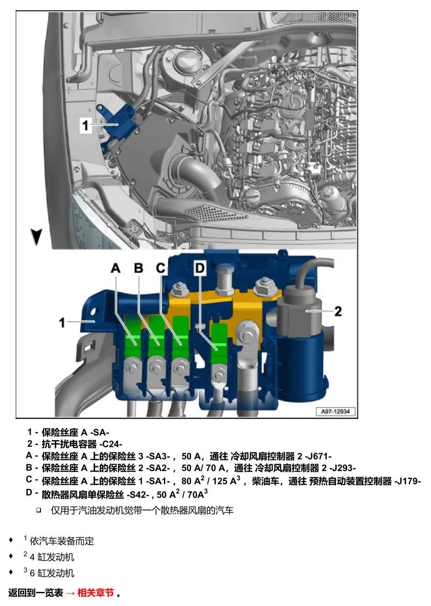奥迪A5 安装位置 保险丝 电路图