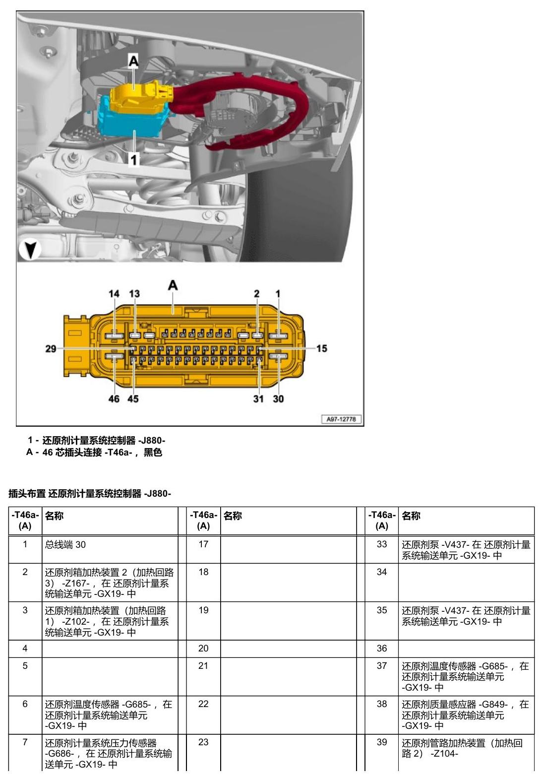 奥迪A5 安装位置 车辆后部的控制器 电路图