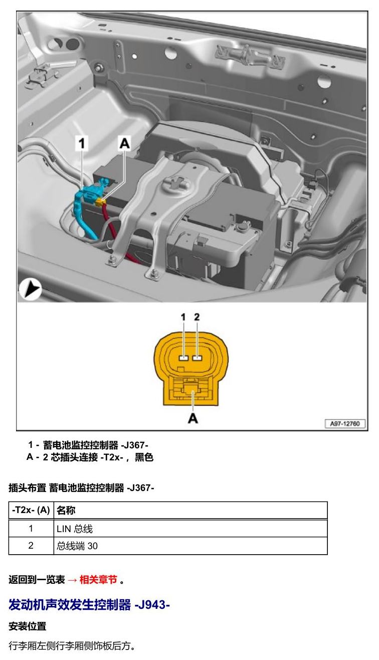 奥迪A5 安装位置 车辆后部的控制器 电路图