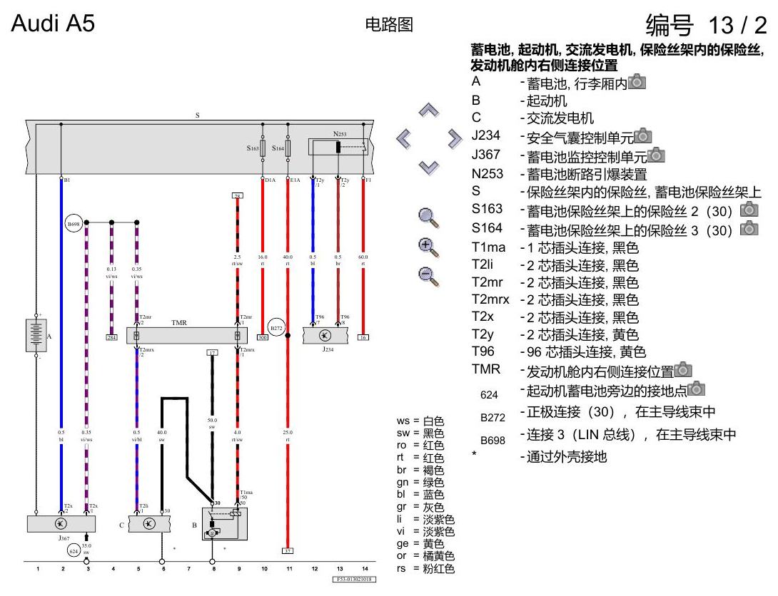 奥迪A5 电路图 2.0 升汽油发动机 , CVKB 电路图
