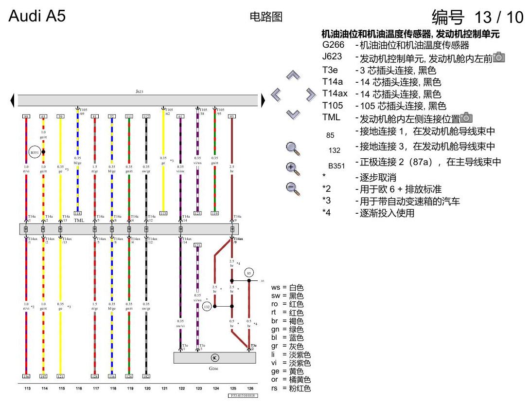 奥迪A5 电路图 2.0 升汽油发动机 , CVKB 电路图