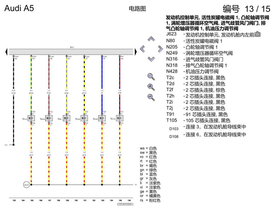 奥迪A5 电路图 2.0 升汽油发动机 , CVKB 电路图