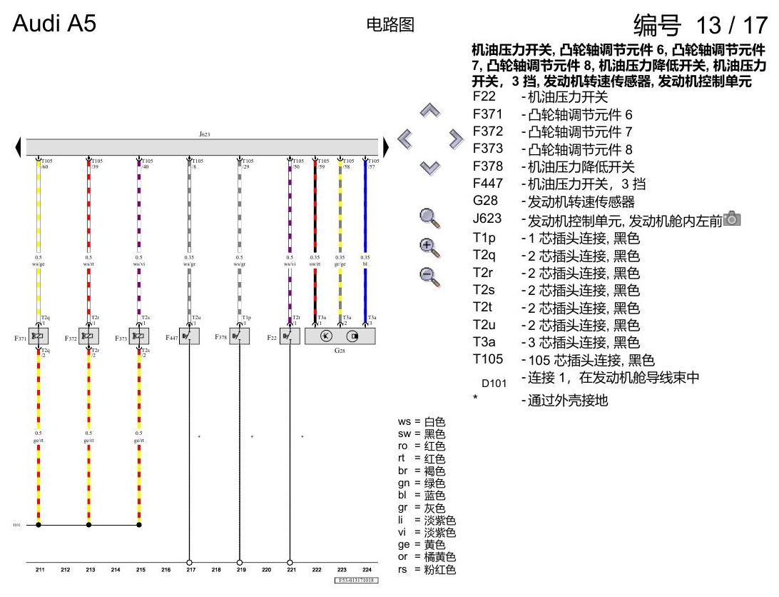 奥迪A5 电路图 2.0 升汽油发动机 , CVKB 电路图