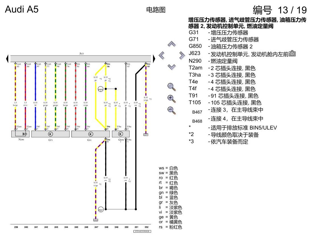 奥迪A5 电路图 2.0 升汽油发动机 , CVKB 电路图