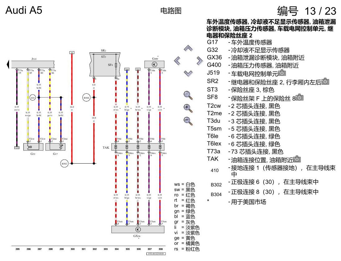 奥迪A5 电路图 2.0 升汽油发动机 , CVKB 电路图