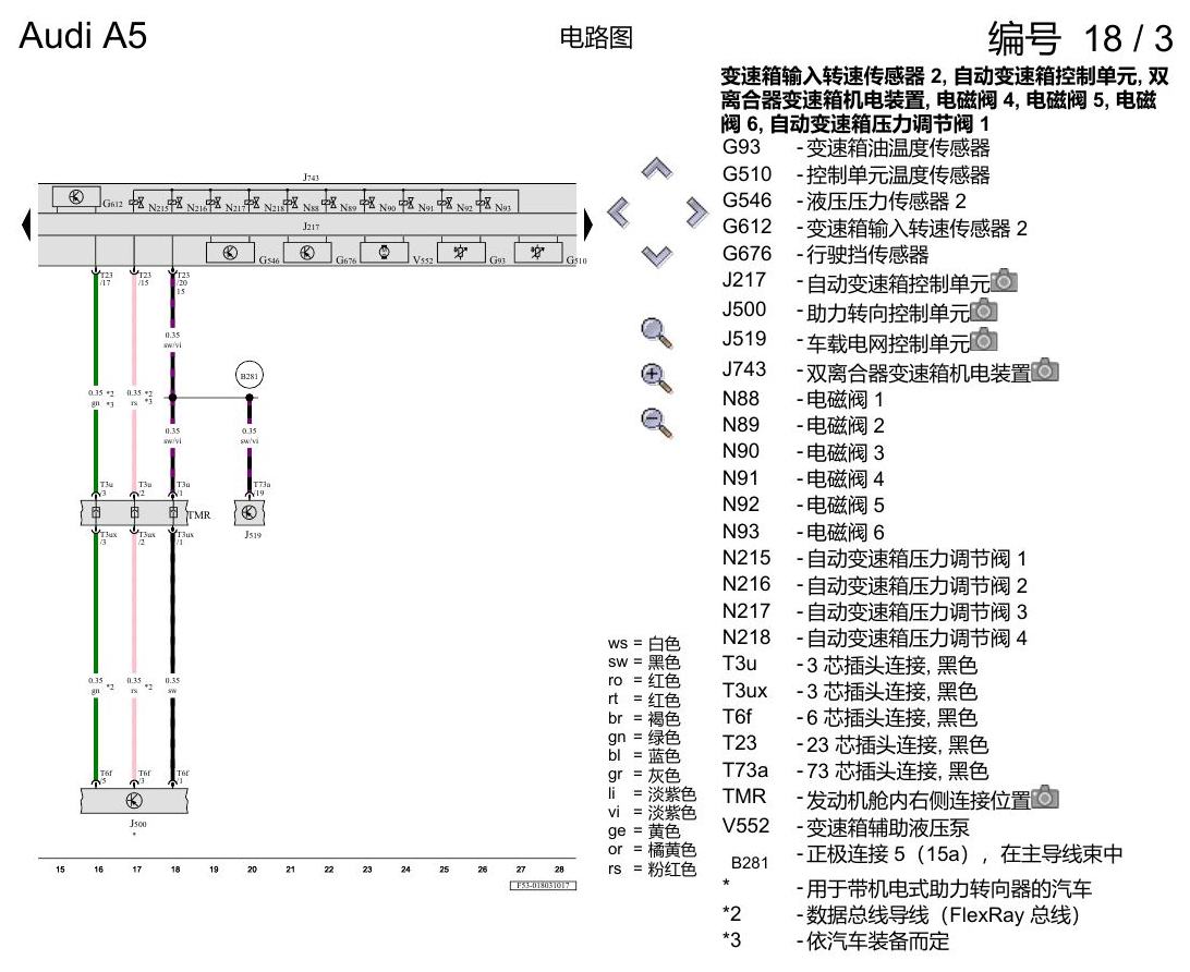奥迪A5 电路图 7 挡双离合器变速箱 0CK , (G1C),(G1D) 电路图