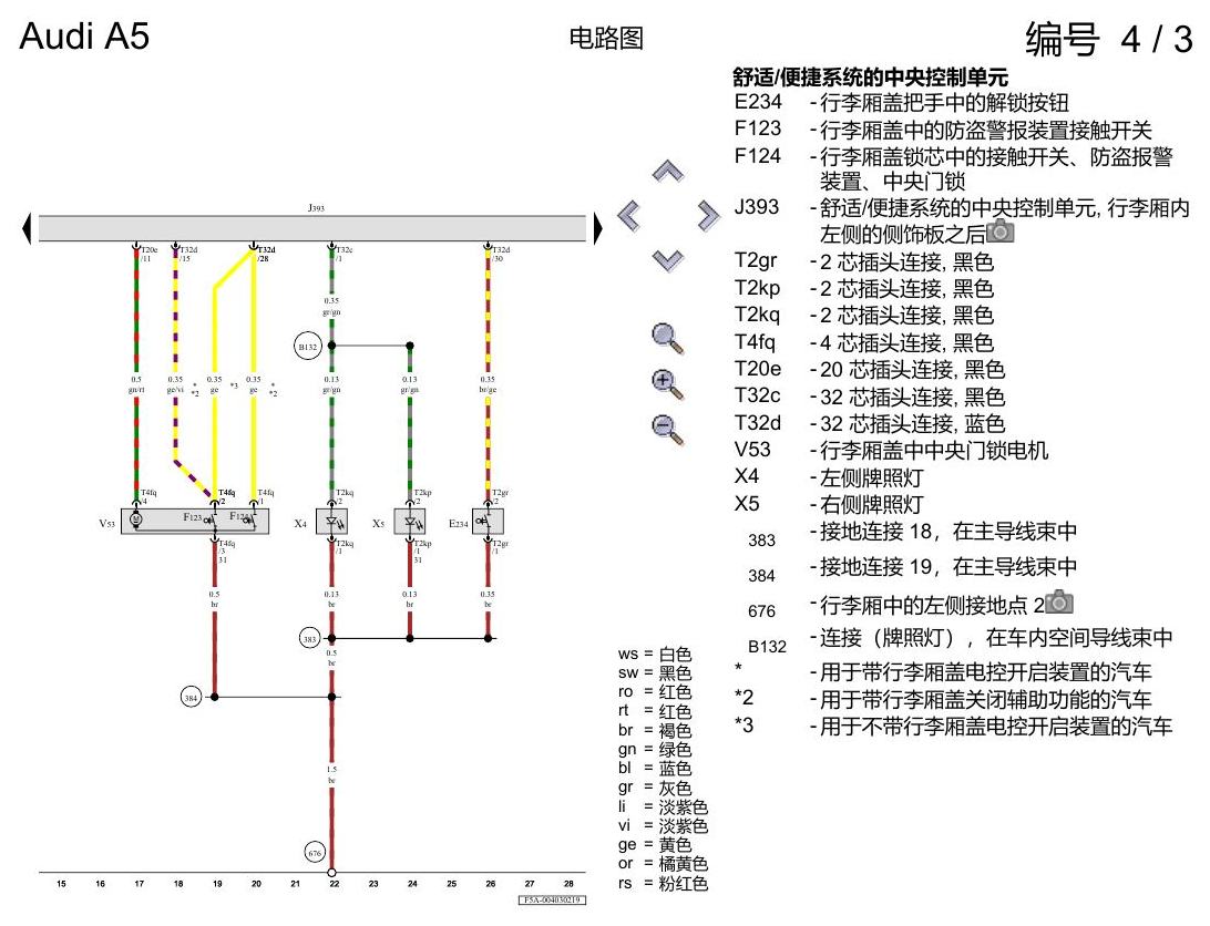 奥迪A5 电路图 便捷系统,右置方向盘 , (L0R) 电路图