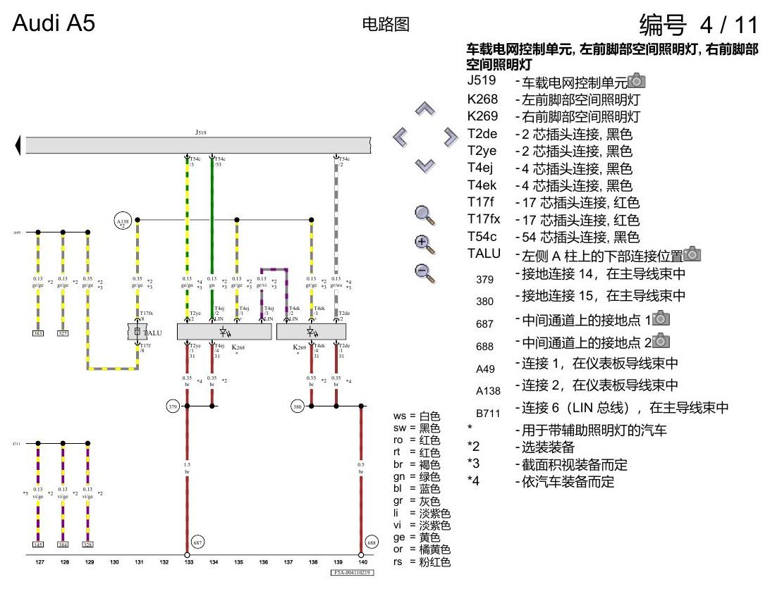 奥迪A5 电路图 便捷系统,右置方向盘 , (L0R) 电路图