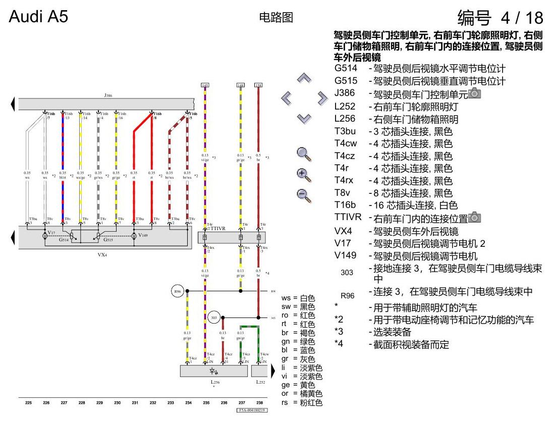 奥迪A5 电路图 便捷系统,右置方向盘 , (L0R) 电路图