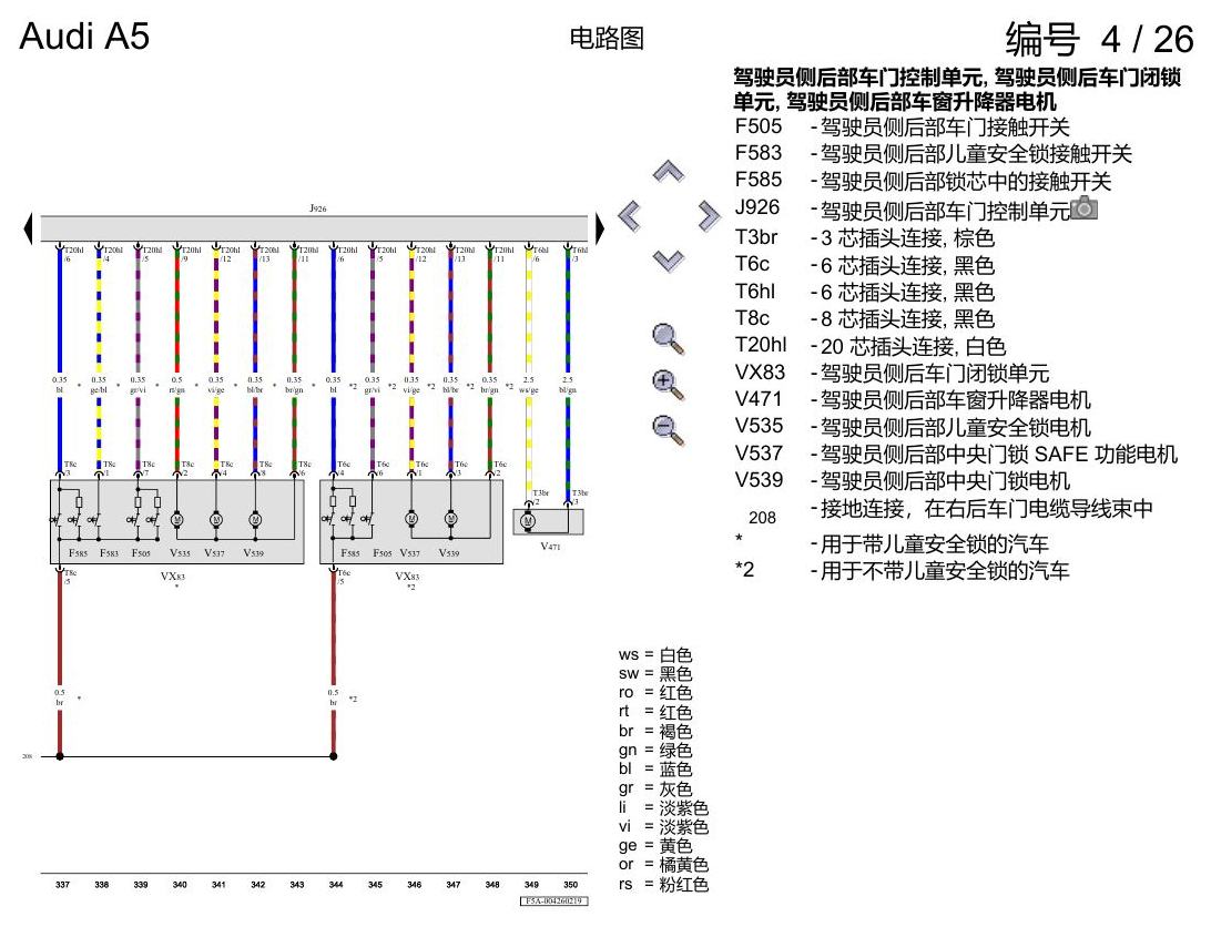 奥迪A5 电路图 便捷系统,右置方向盘 , (L0R) 电路图