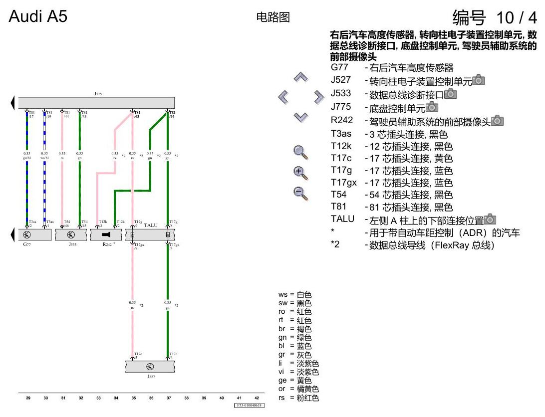奥迪A5 电路图 全自动水平高度调节系统、减振器调节 , (1BC),(1BL),(2MC),(2MS),(2MT),(2MV) 电路图