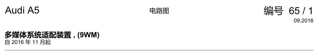 奥迪A5 电路图 多媒体系统适配装置 , (9WM) 电路图