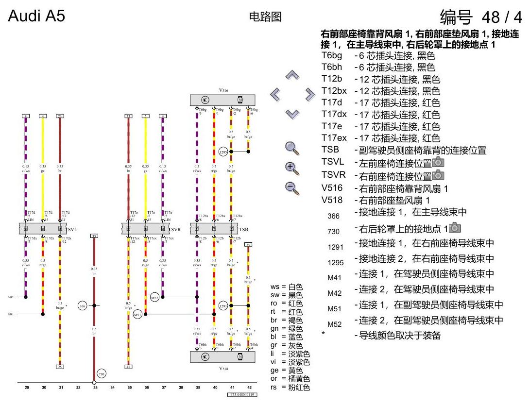 奥迪A5 电路图 座椅通风 , (4D3) 电路图