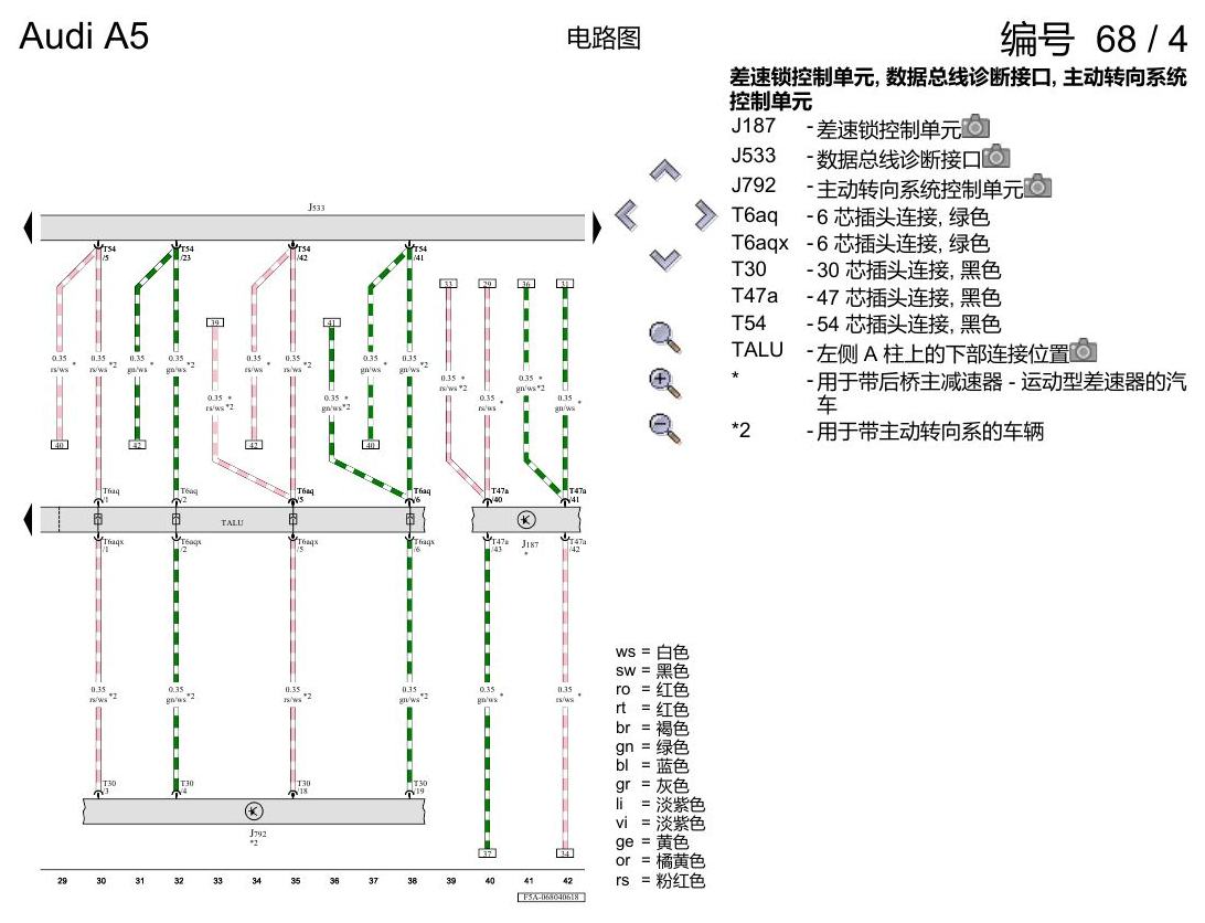 奥迪A5 电路图 数据总线联网(FlexRay 总线) 电路图