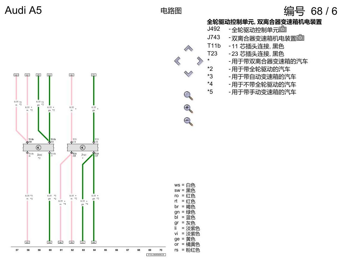 奥迪A5 电路图 数据总线联网(FlexRay 总线) 电路图