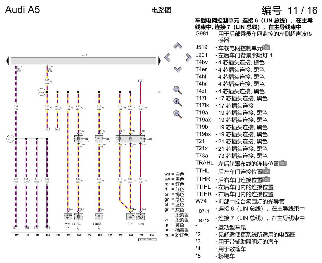 奥迪A5 电路图 数据总线诊断接口和诊断插头 电路图