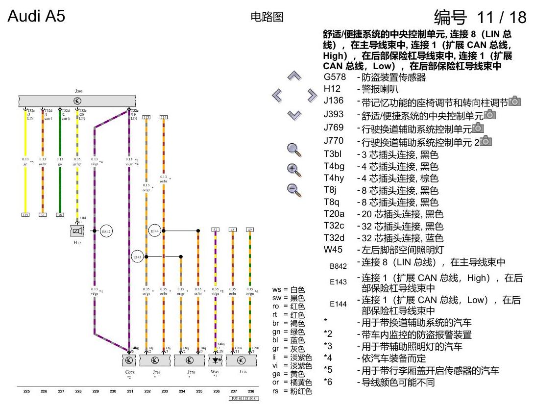 奥迪A5 电路图 数据总线诊断接口和诊断插头 电路图