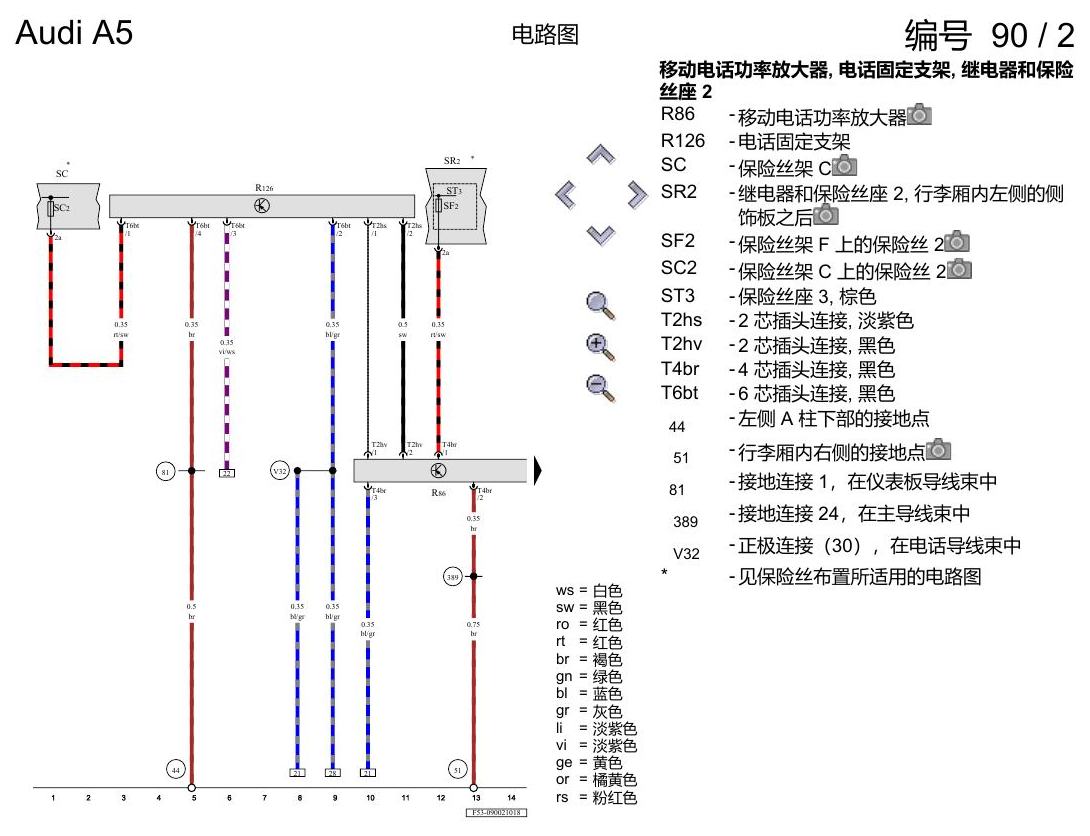 奥迪A5 电路图 移动电话系统 , (9ZE),(9ZV),(9ZX) 电路图