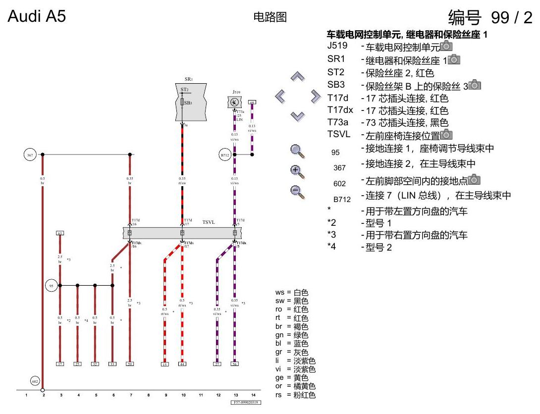 奥迪A5 电路图 腰部支撑调节装置 , (3L3),(8I6) 电路图