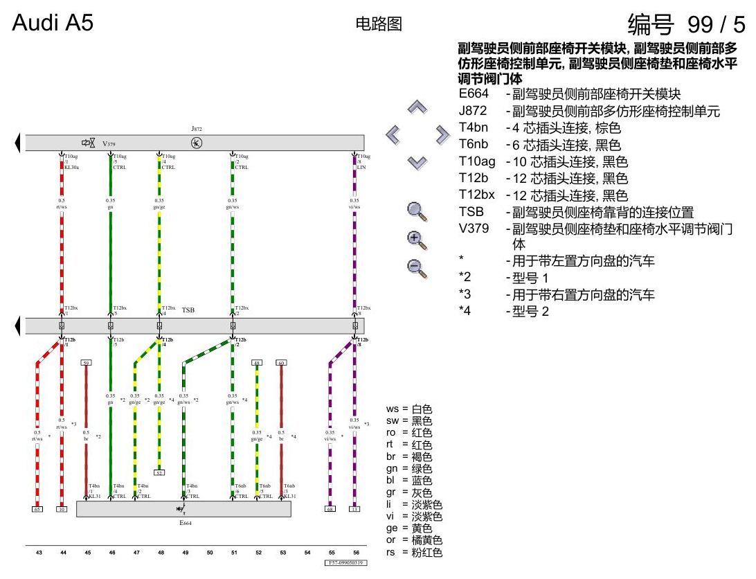 奥迪A5 电路图 腰部支撑调节装置 , (3L3),(8I6) 电路图