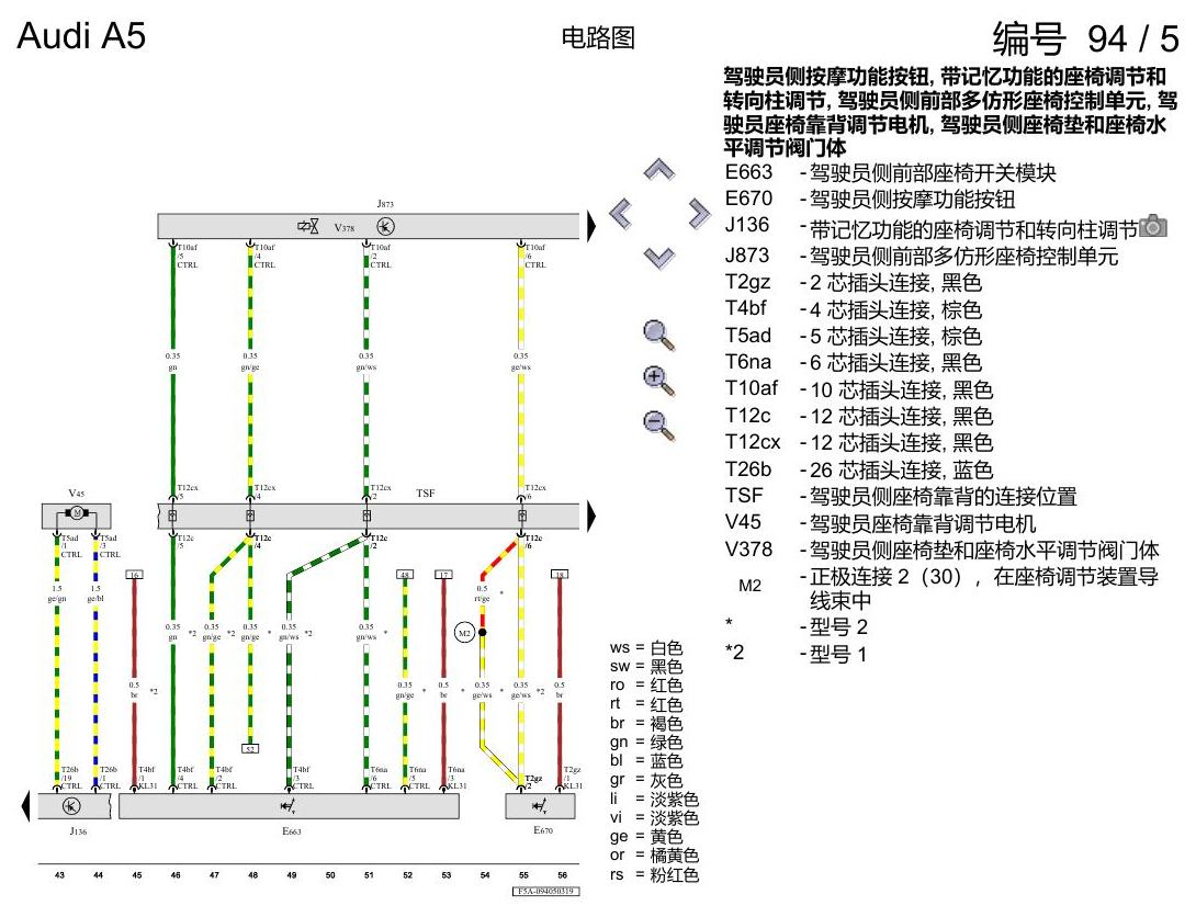 奥迪A5 电路图 驾驶员和副驾驶员座椅调整功能 , (3L4),(3PB),(8I6),(Q1A),(Q1D),(Q4Q) 电路图