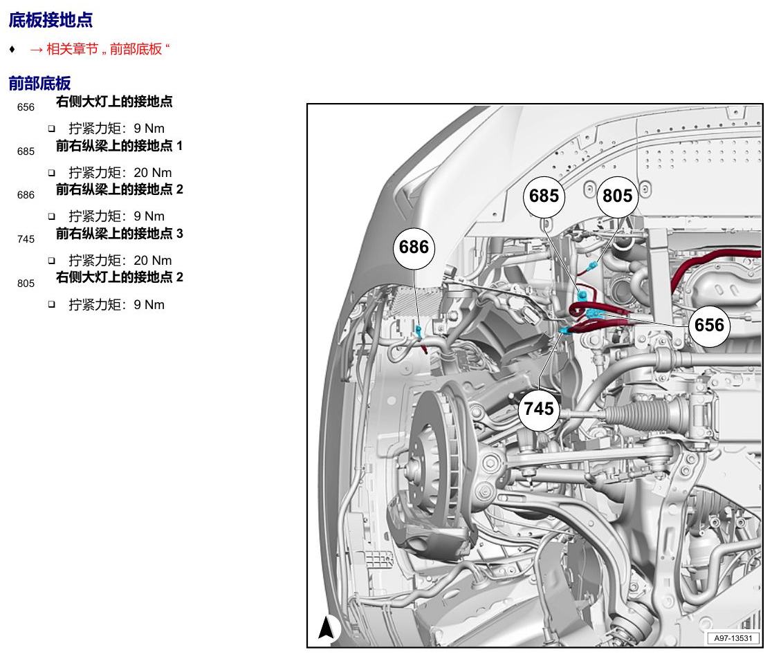 奥迪A6 C8 安装位置 接地点 电路图