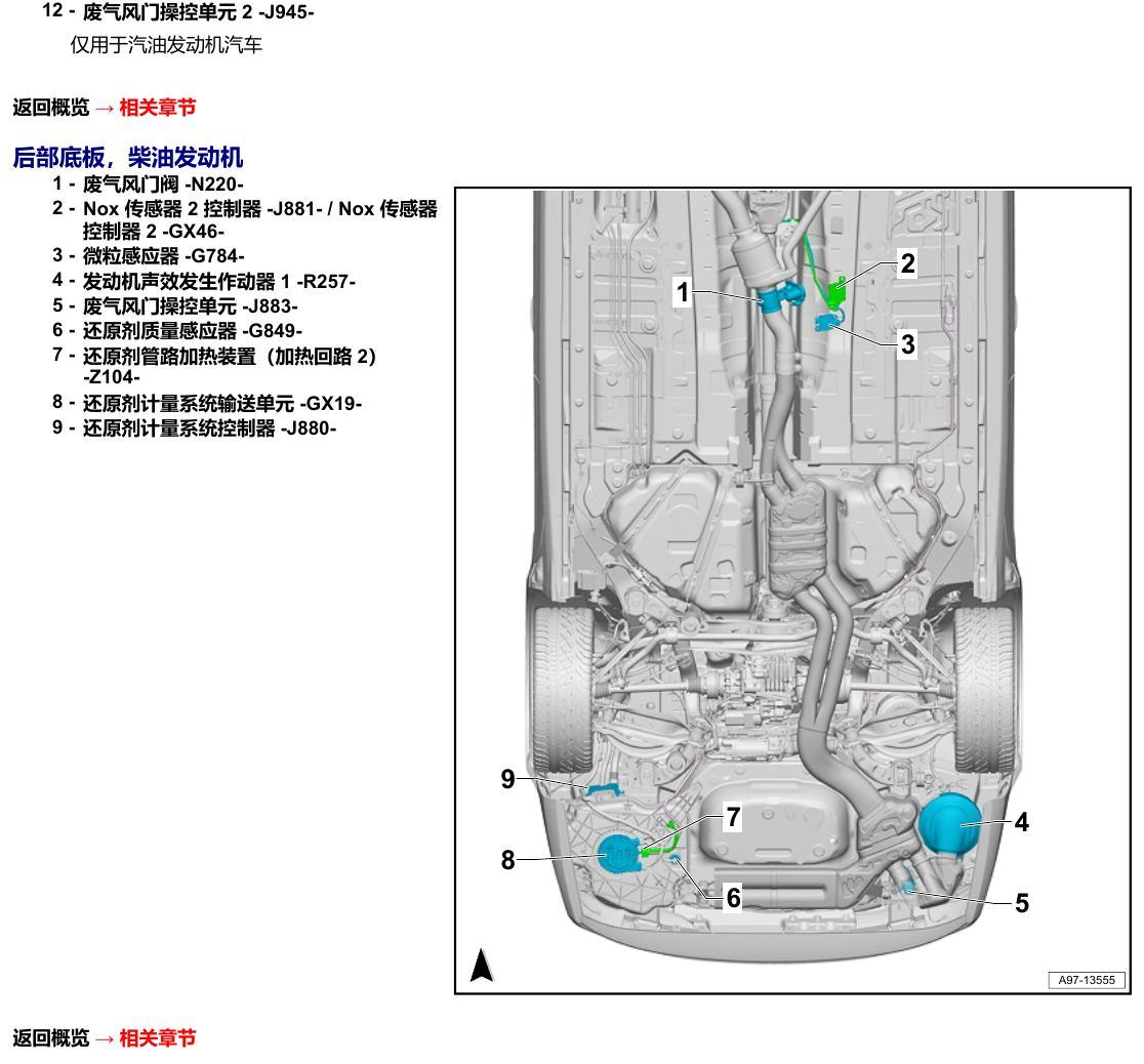 奥迪A6 C8 安装位置 汽车下底板 电路图