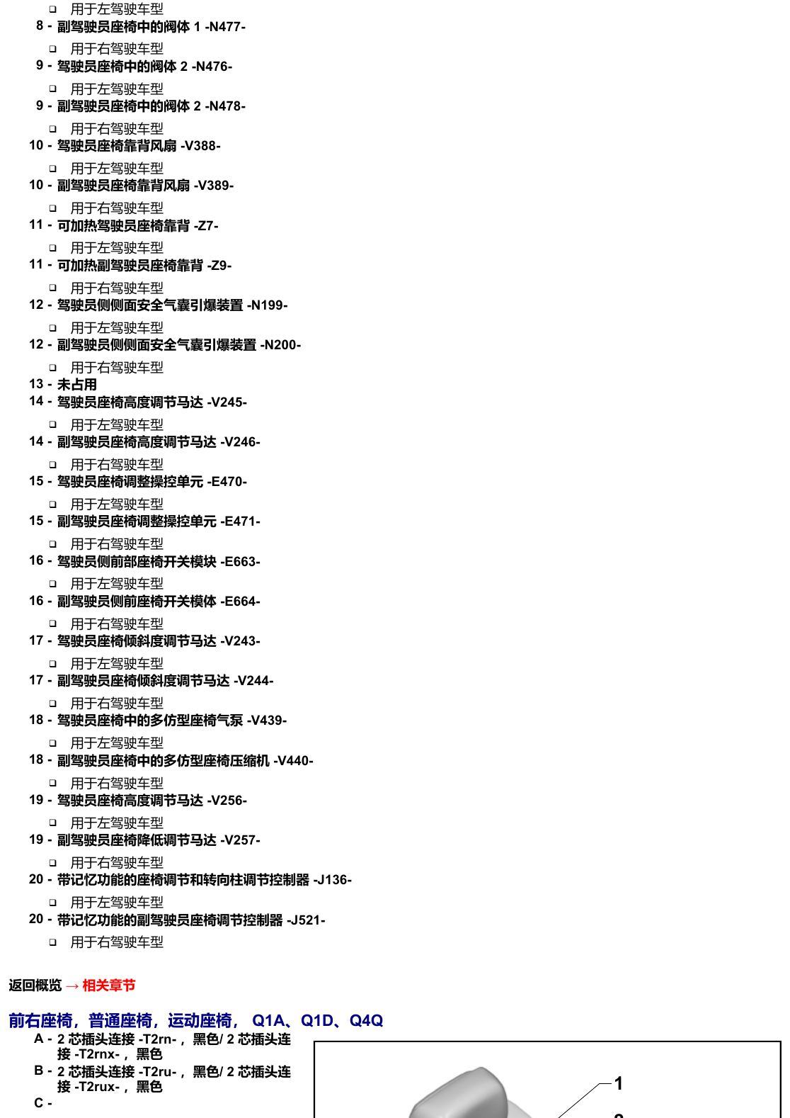 奥迪A6 C8 安装位置 汽车中部 电路图