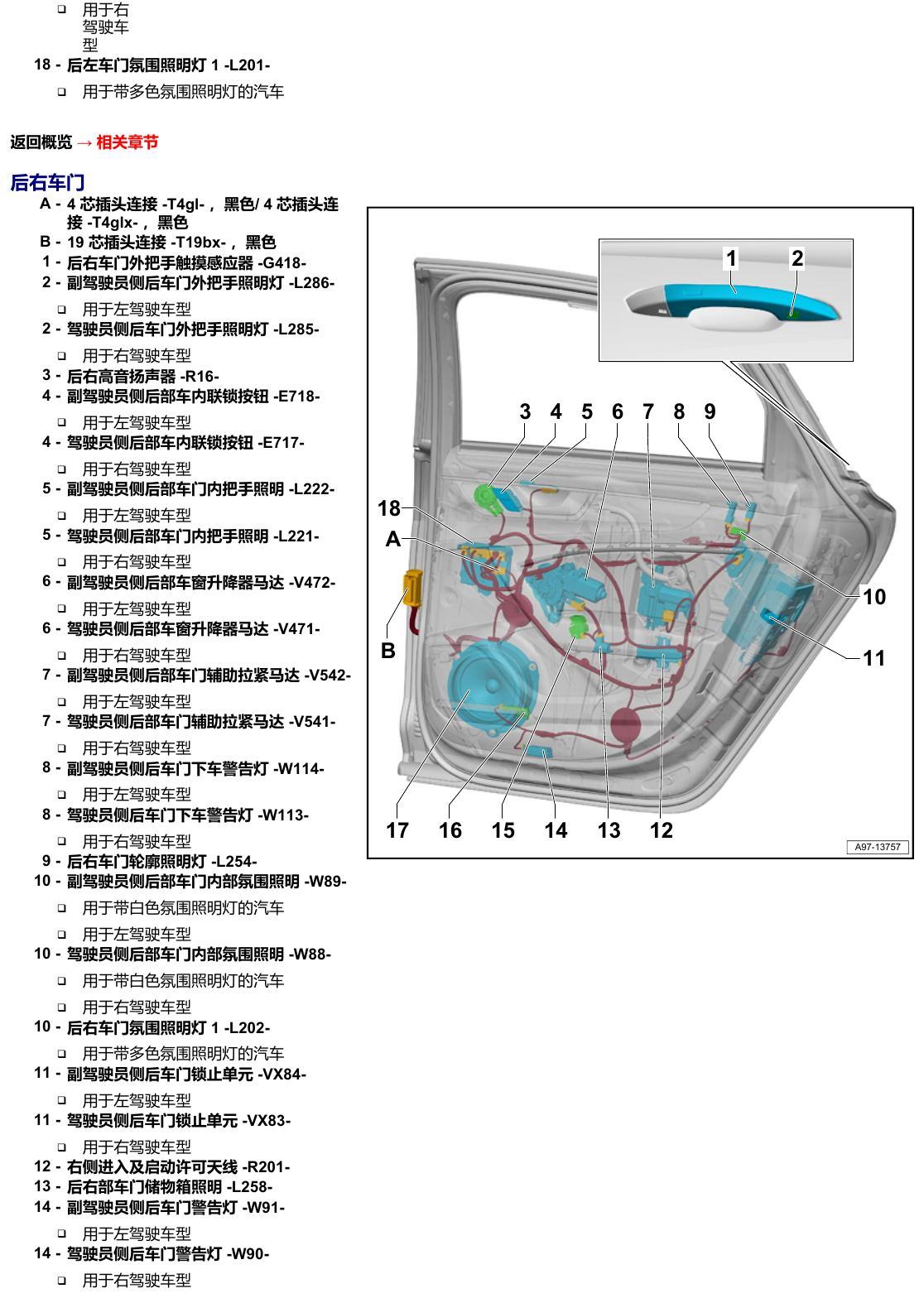 奥迪A6 C8 安装位置 汽车中部 电路图