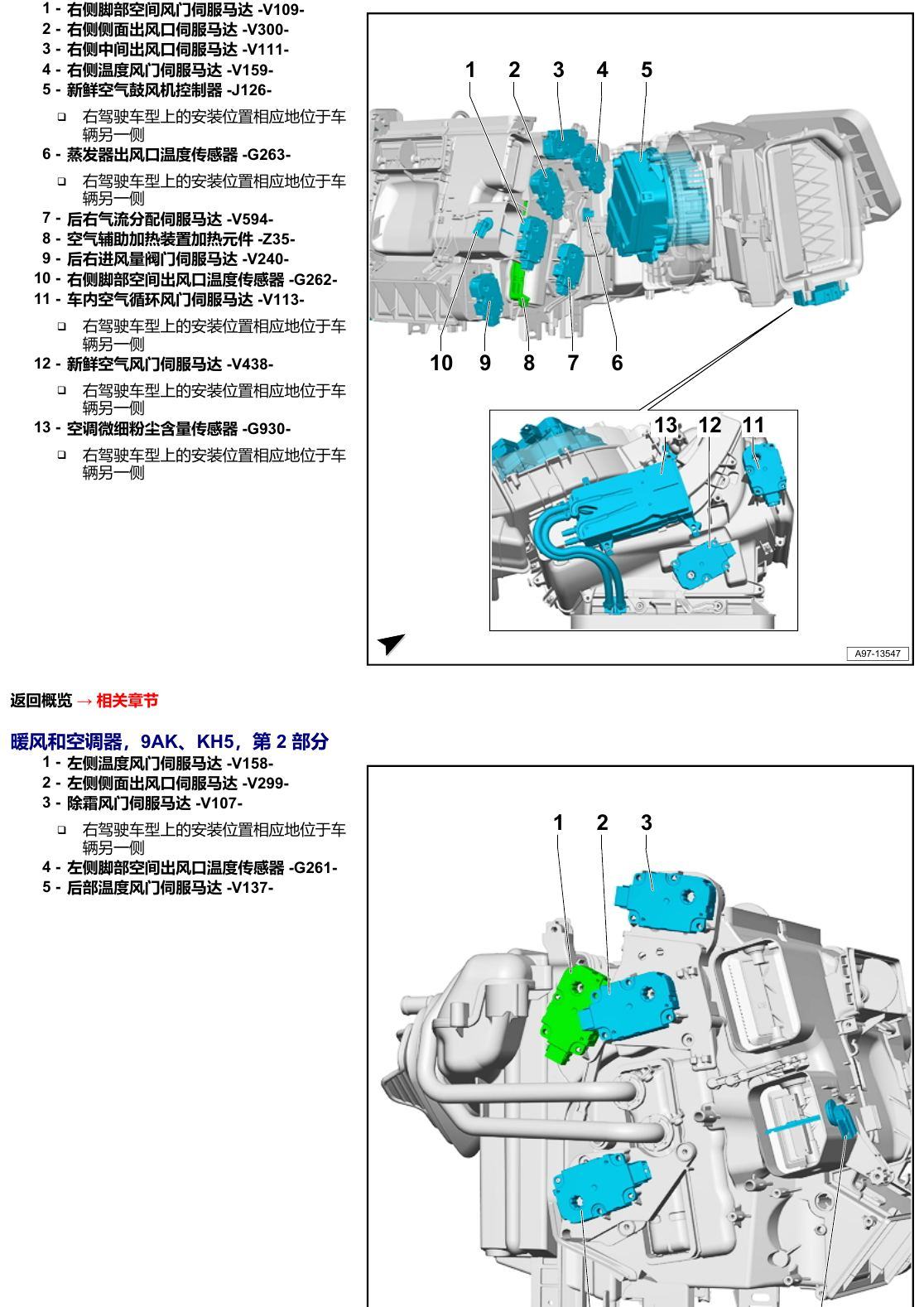 奥迪A6 C8 安装位置 汽车中部 电路图