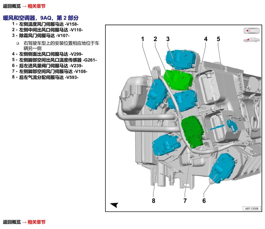 奥迪A6 C8 安装位置 汽车中部 电路图