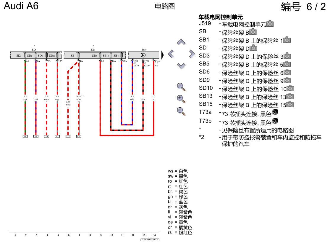 奥迪A6 C8 电路图 便捷系统,左置方向盘 , (L0L) 电路图