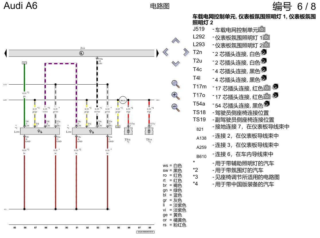 奥迪A6 C8 电路图 便捷系统,左置方向盘 , (L0L) 电路图