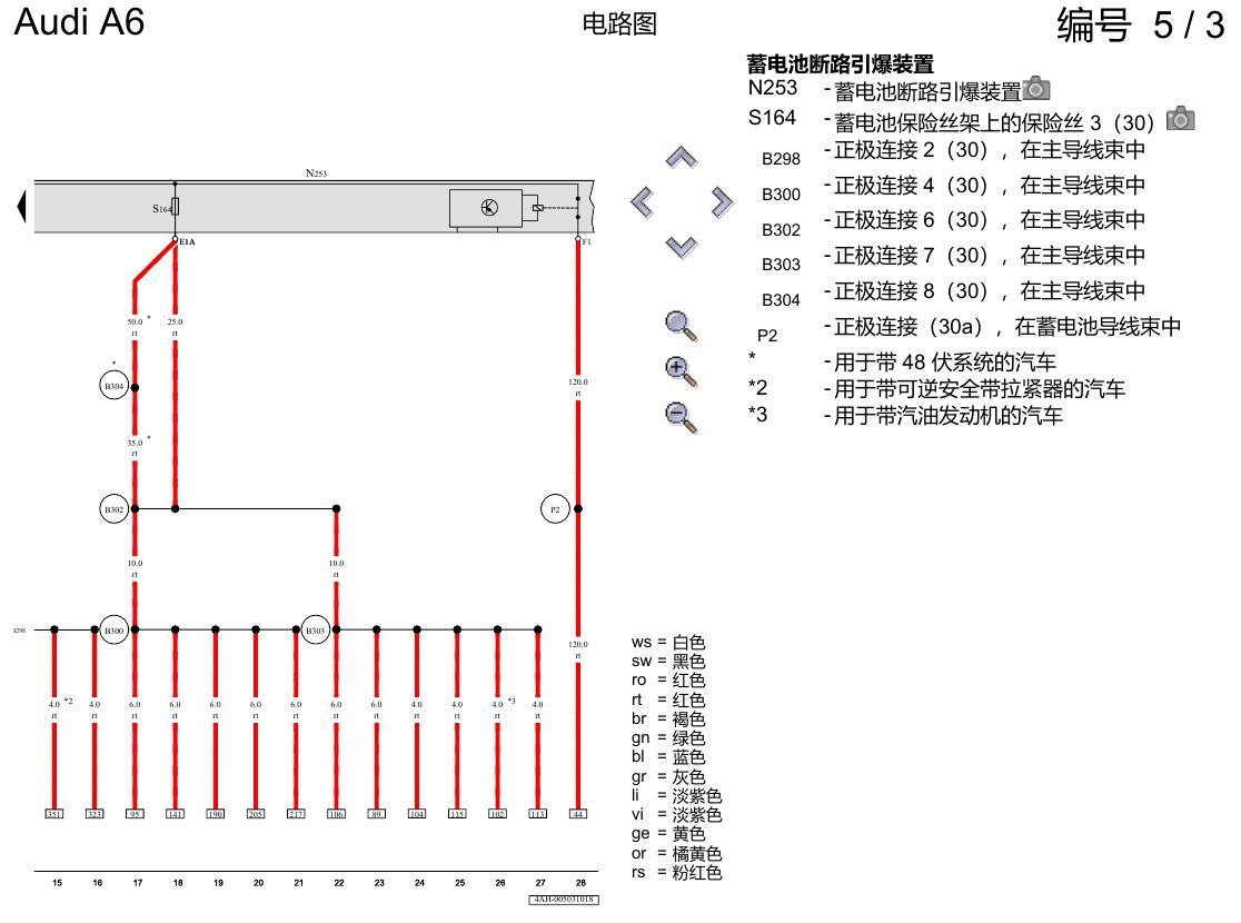 奥迪A6 C8 电路图 保险丝配置 , (L0L) 电路图